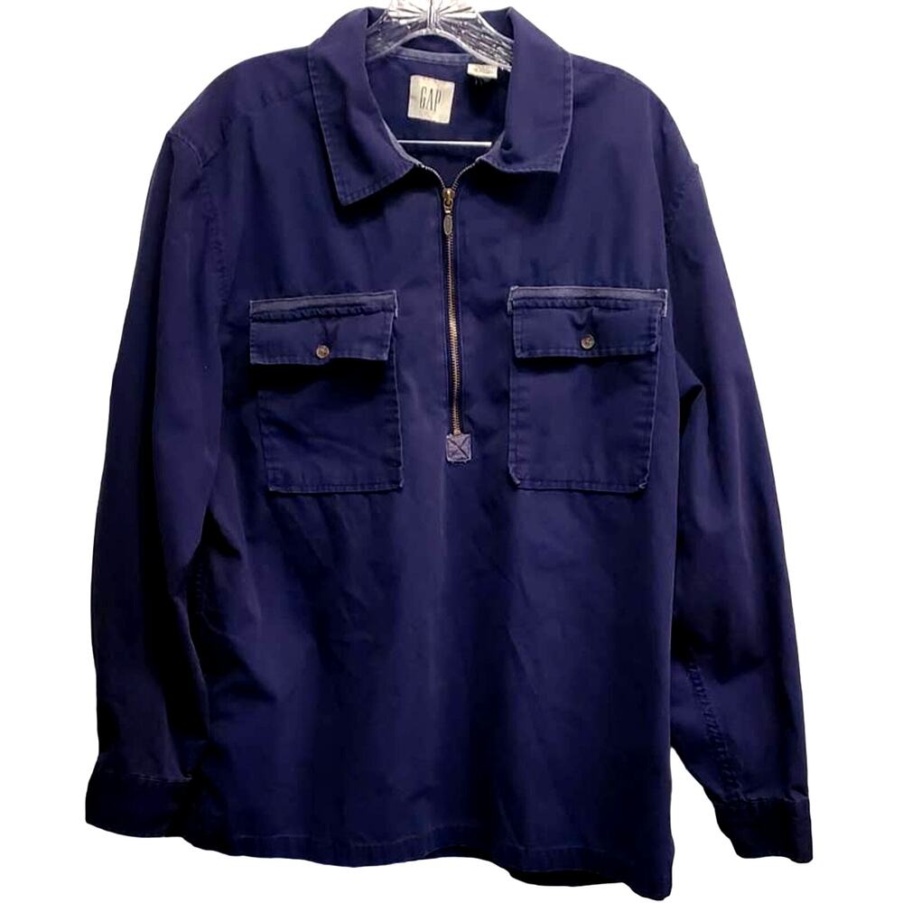 Gap Long Sleeve 1/4 Zip Pockets Light Weight Jacket /Thick Shirt Utility LG